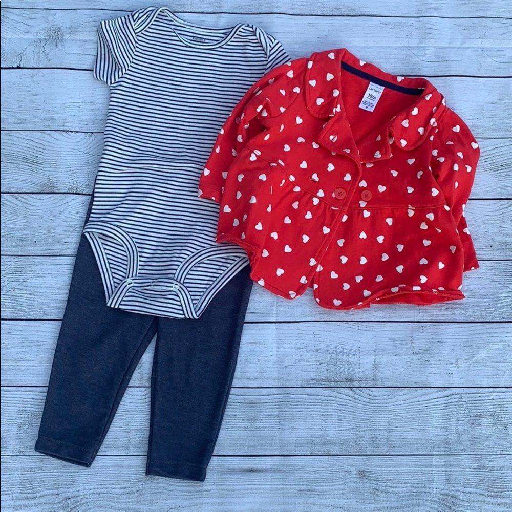 Carter’s Red Heart Jacket Outfit size 18M